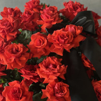Корзина с красными розами, 30 шт.