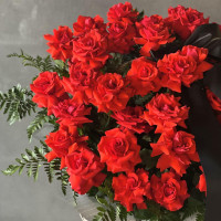 Корзина с красными розами, 30 шт.