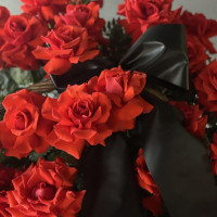 Корзина с красными розами, 30 шт.