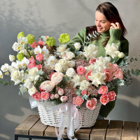 Корзина цветов НЕЖНОЕ УТРО XXL
