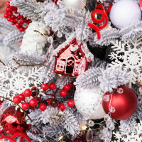 Елка МОРОЗНАЯ, СНЕГИРИ, авторский декор, ручная работа, 95 см