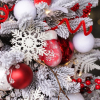 Елка МОРОЗНАЯ, СНЕГИРИ, авторский декор, ручная работа, 95 см