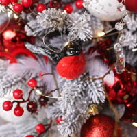 Елка МОРОЗНАЯ, СНЕГИРИ, авторский декор, ручная работа, 95 см