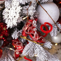 Елка МОРОЗНАЯ, СНЕГИРИ, авторский декор, ручная работа, 95 см