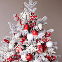 Елка МОРОЗНАЯ, СНЕГИРИ, авторский декор, ручная работа, 95 см