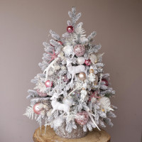 Елка заснеженная ПУДРА-ВАНИЛЬ, авторский декор, ручная работа, 95 см