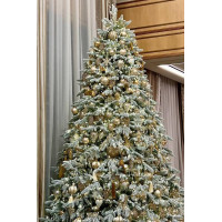 Елка ПРЕМИУМ 3,5м с оформлением ШАМПАНЬ СНЕЖНАЯ с огнями