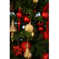 Елка с оформлением КРАСНО-ЗОЛОТАЯ