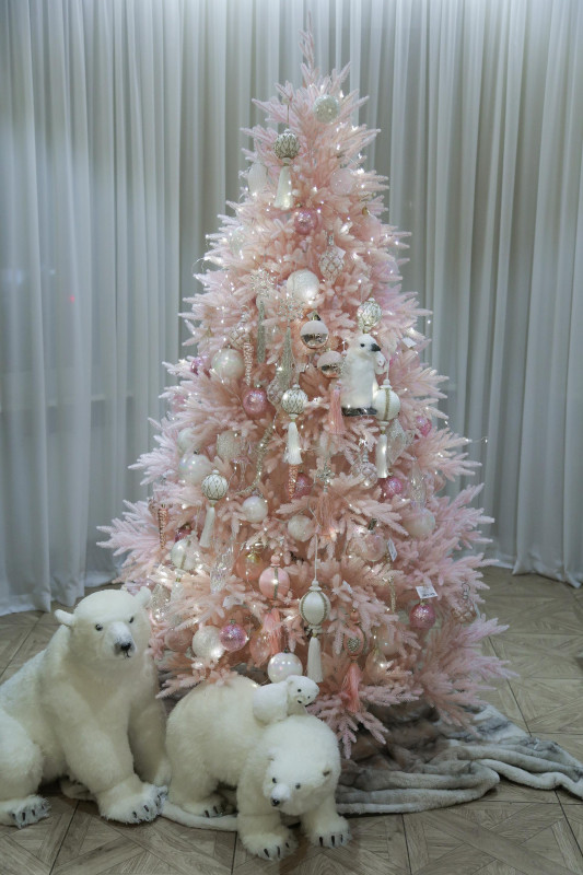 Елка с оформлением ПИНКИ ШАЙН 2.1 м с мишками