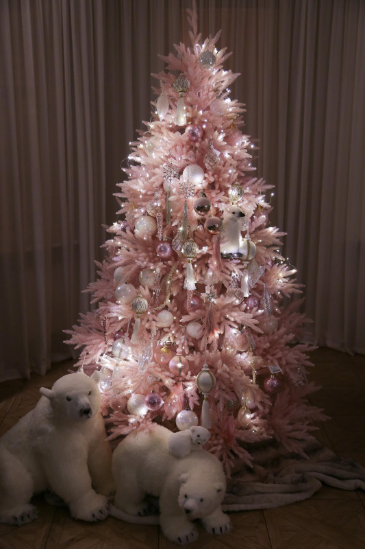 Елка с оформлением ПИНКИ ШАЙН 2.1 м с мишками