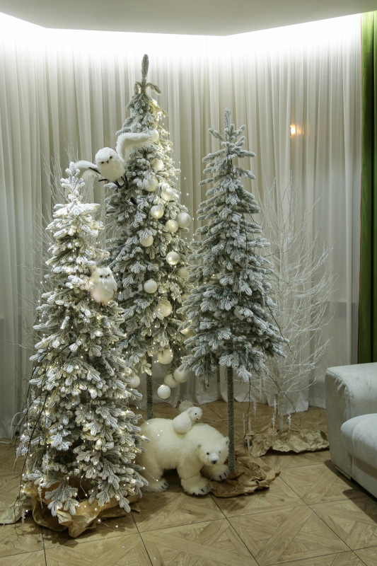 Сет елок с оформлением СНЕЖНЫЕ С СОВАМИ