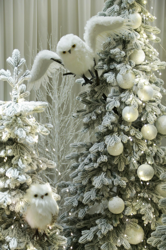 Сет елок с оформлением СНЕЖНЫЕ С СОВАМИ