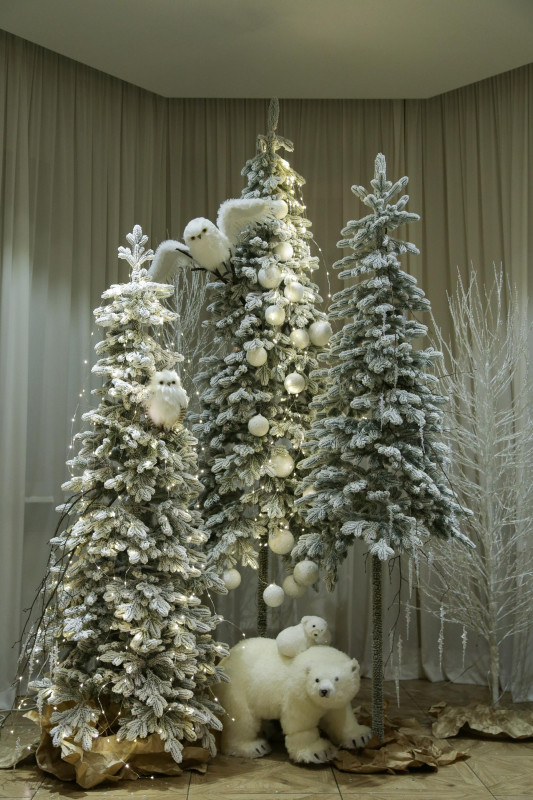 Сет елок с оформлением СНЕЖНЫЕ С СОВАМИ