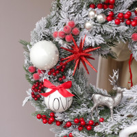 Рождественский венок, красно-белый, 50 см