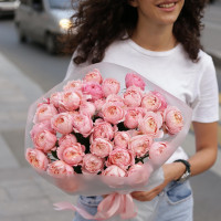 Букет кустовых пионовидных рох ПЕРСИК, 11 шт.