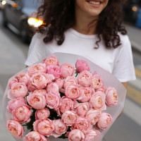 Букет кустовых пионовидных рох ПЕРСИК, 11 шт.