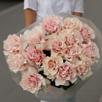 Букет с французскими розами ПУДРА АНГЕЛОВ, 15 шт.