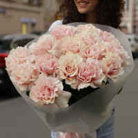 Букет с французскими розами ПУДРА АНГЕЛОВ, 15 шт.