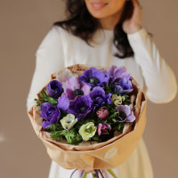 Букет ВЕСЕННИЕ АНЕМОНЫ, 15шт, 33х32, цвета в асс.