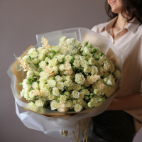 Монобукет с молочными кустовыми розами, 29 шт