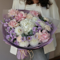 Букет ЛАВАНДОВАЯ ПРИНЦЕССА с георгинами