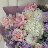 Букет ЛАВАНДОВАЯ ПРИНЦЕССА с георгинами