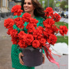 Коробка французских алых роз Нина