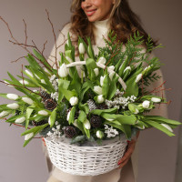 Корзина ЗИМНИЕ ТЮЛЬПАНЫ