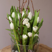 *ТЮЛЬПАНЫ 2 в 1 в вазе стекло *