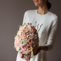 Цветочное яйцо на стекле, розы, ручная работа