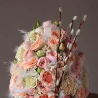 Цветочное яйцо на стекле, розы, ручная работа