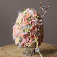 Цветочное яйцо на стекле, розы, ручная работа