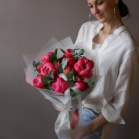 Букет ПИОНЫ (меняющие цвет) КОРАЛЛ 11 шт