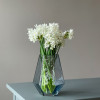 Геометричная ваза из голубого стекла, 22 см