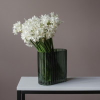 Ваза плоская фактурная из стекла, 18 см