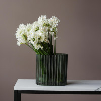 Ваза плоская фактурная из стекла, 18 см