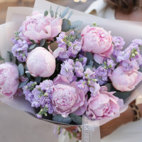 Дуо-букет ПИОНЫ-МАТТИОЛА, 7 шт.