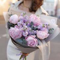 Дуо-букет ПИОНЫ-МАТТИОЛА, 5 шт.