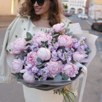 Дуо-букет ПИОНЫ-МАТТИОЛА, 11 шт.