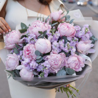 Дуо-букет ПИОНЫ-МАТТИОЛА, 11 шт.