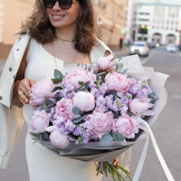 Дуо-букет ПИОНЫ-МАТТИОЛА, 11 шт.