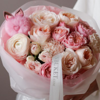 Букет с пионовидными розами ПЕРСИКОВОЕ УТРО