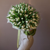 Монобукет ТЮЛЬПАНЫ БЕЛЫЕ, 101 шт