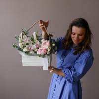 Ящик L с цветами МАРШМЕЛЛОУ (26х35 см)