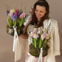 Букет * ГИАЦИНТЫ в стекле, цвет в асс.*