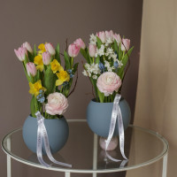 Букет в круглой вазе ВЕСЕННЯЯ НЕЖНОСТЬ