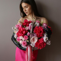 Корзина Я ЛЮБОВЬ с розами