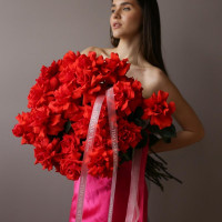 Монобукет алых роз, 25 шт, Нина I love you