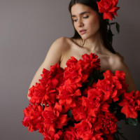 Монобукет алых роз, 25 шт, Нина I love you