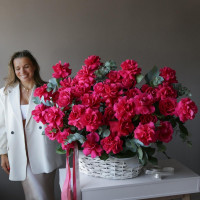 Корзина французских ароматных роз Пинк Флойд, 51 шт. *